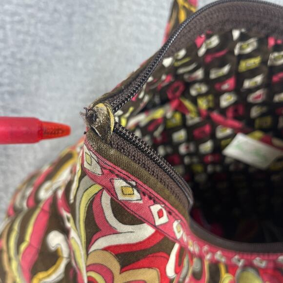 Vera Bradley Handbag Beaded Shoulder Bag Purse Boho Colorful Festive Brown Pink - Picture 3 of 15